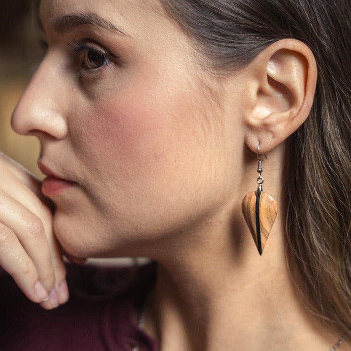 Olive Wood and Ebony Earrings