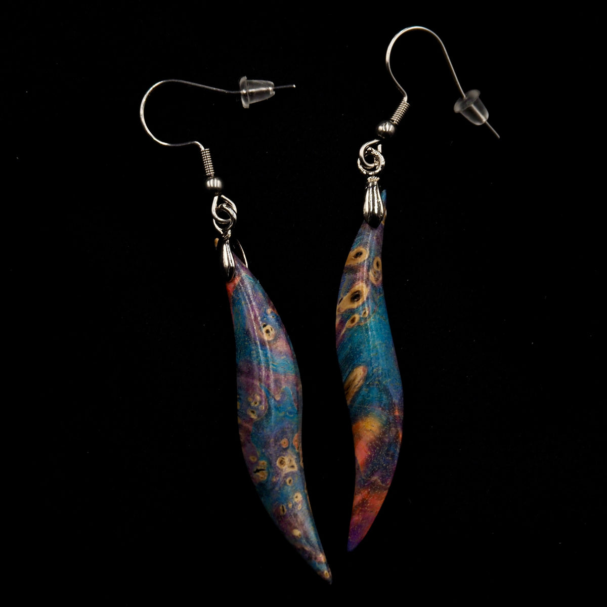 Pièce unique #41 - Boucles d'oreilles en Bois de Bouleau Stabilisé