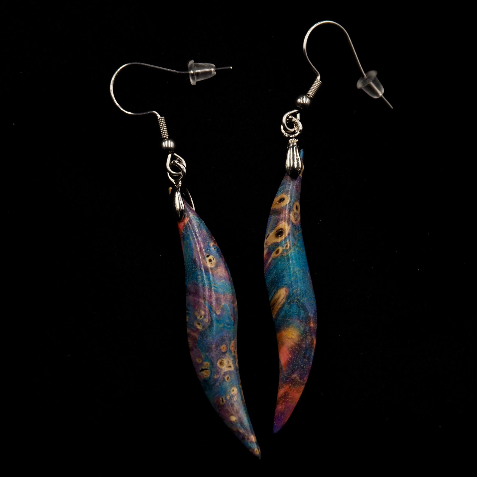 Pièce unique #41 - Boucles d'oreilles en Bois de Bouleau Stabilisé