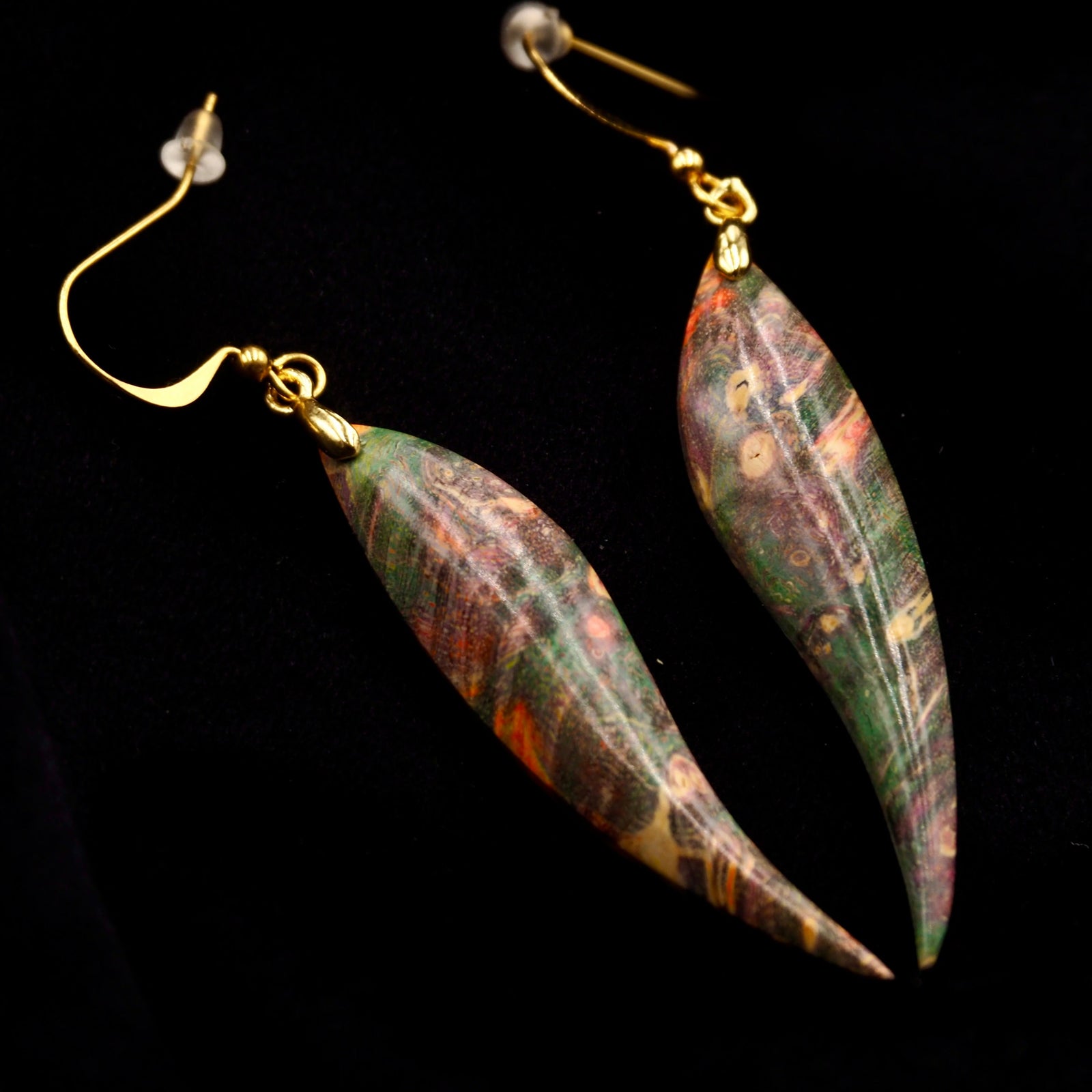 Pièce unique #43 - Boucles d'oreilles en Bois de Bouleau Stabilisé