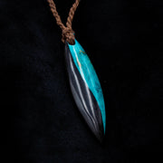 Pendant Yin- Ebony Wood and Turquoise Stabilized Birch Wood