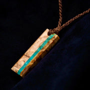 Pendentif Stèle 1 - Bois de Bouleau Stabilisé Beige et Turquoise