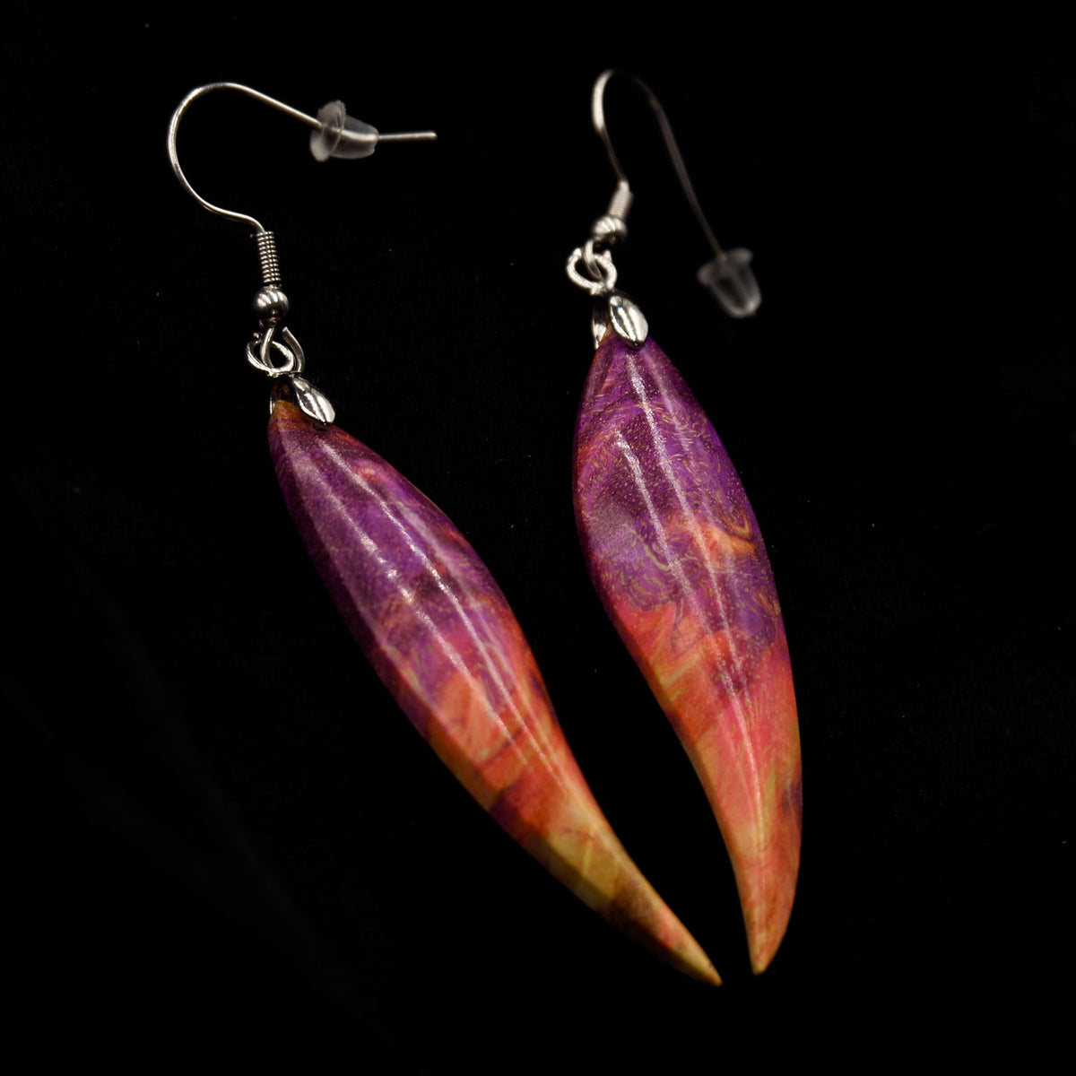 Pièce unique #45 - Boucles d'oreilles en Bois de Bouleau Stabilisé