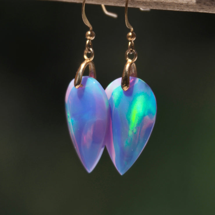 Pièce unique #023 - Boucles d'oreilles en Opale de laboratoire couleur lavande