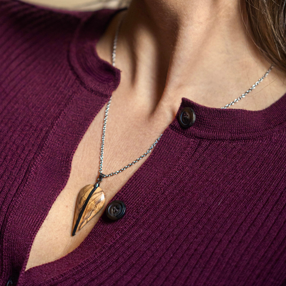 Olive wood and ebony Pendant