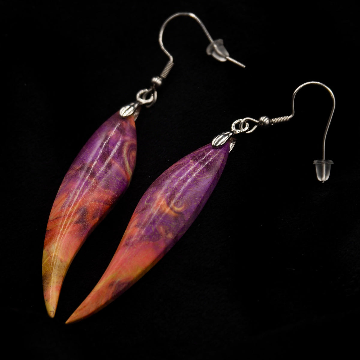 Pièce unique #45 - Boucles d'oreilles en Bois de Bouleau Stabilisé