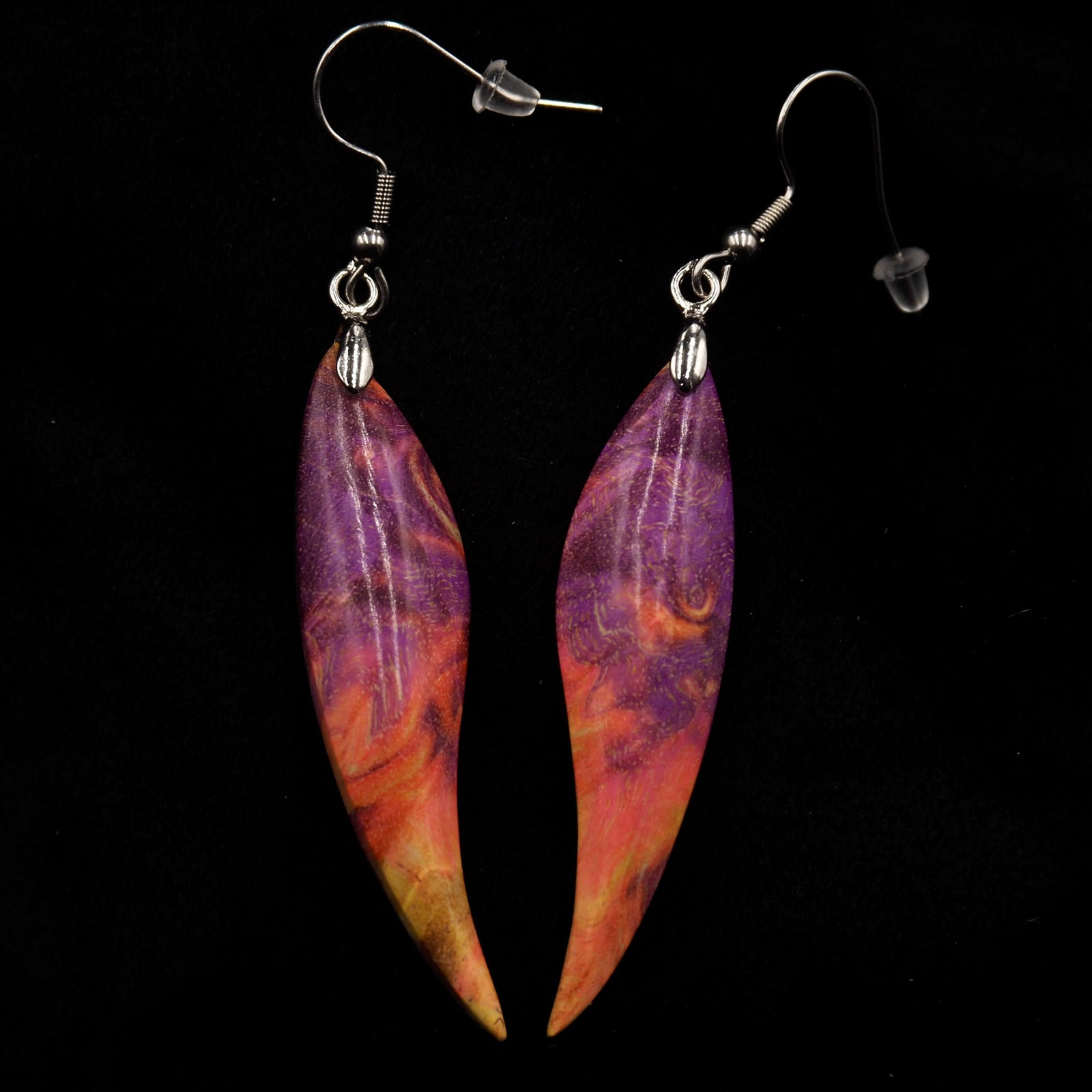 Pièce unique #45 - Boucles d'oreilles en Bois de Bouleau Stabilisé