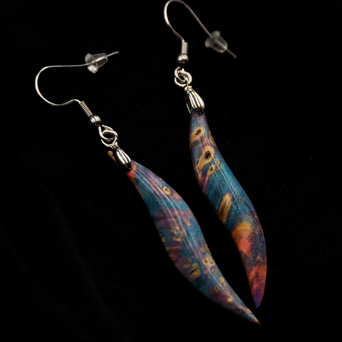 Pièce unique #41 - Boucles d'oreilles en Bois de Bouleau Stabilisé