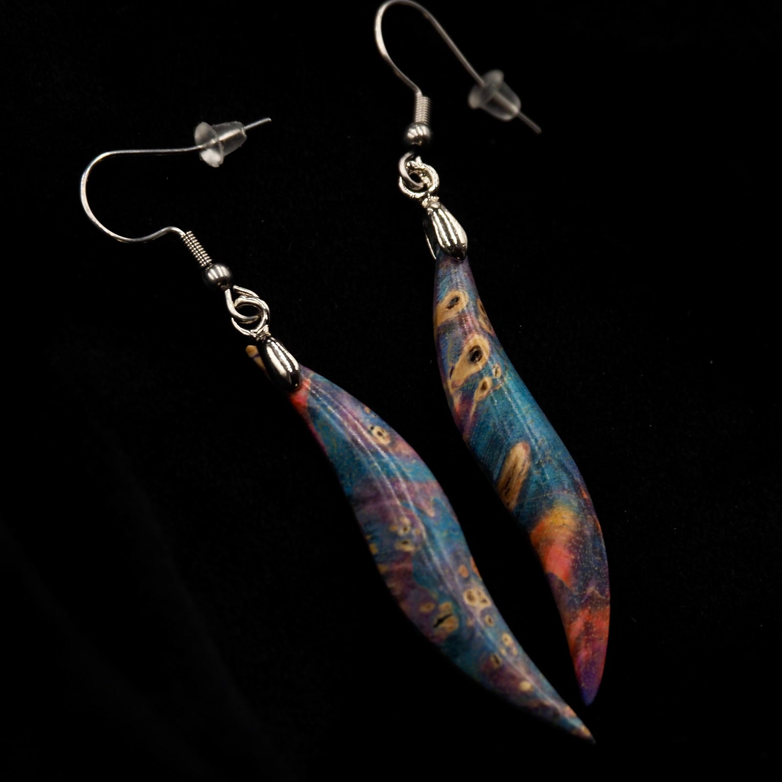 Pièce unique #41 - Boucles d'oreilles en Bois de Bouleau Stabilisé