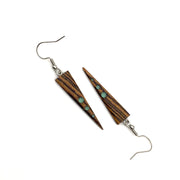 Turquoise and beige stabilized birch earrings