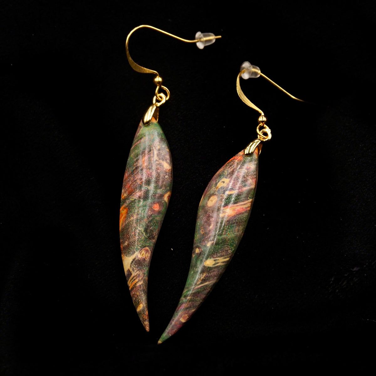 Pièce unique #43 - Boucles d'oreilles en Bois de Bouleau Stabilisé
