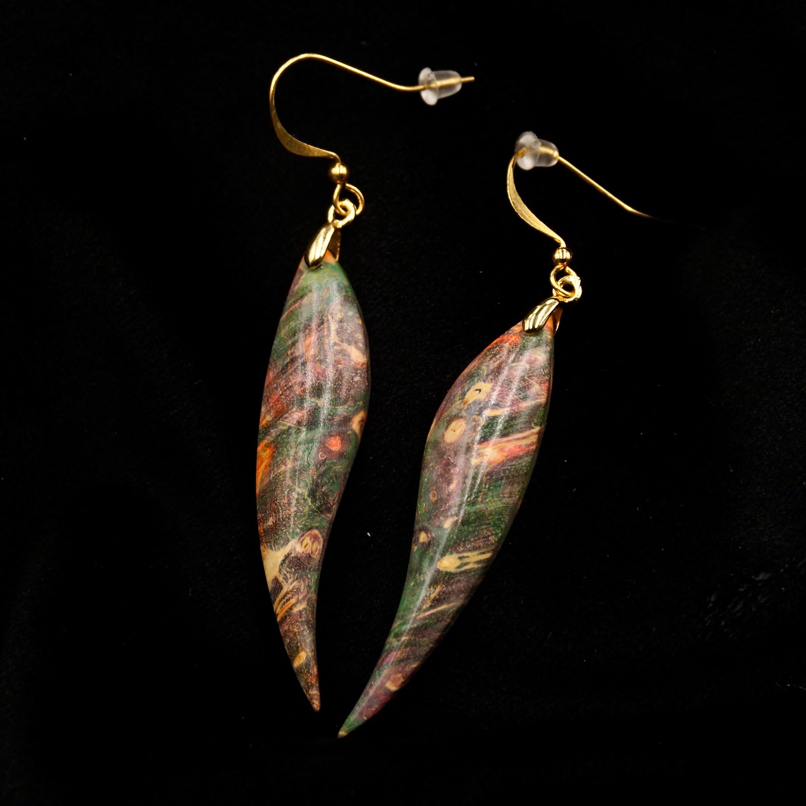Pièce unique #43 - Boucles d'oreilles en Bois de Bouleau Stabilisé