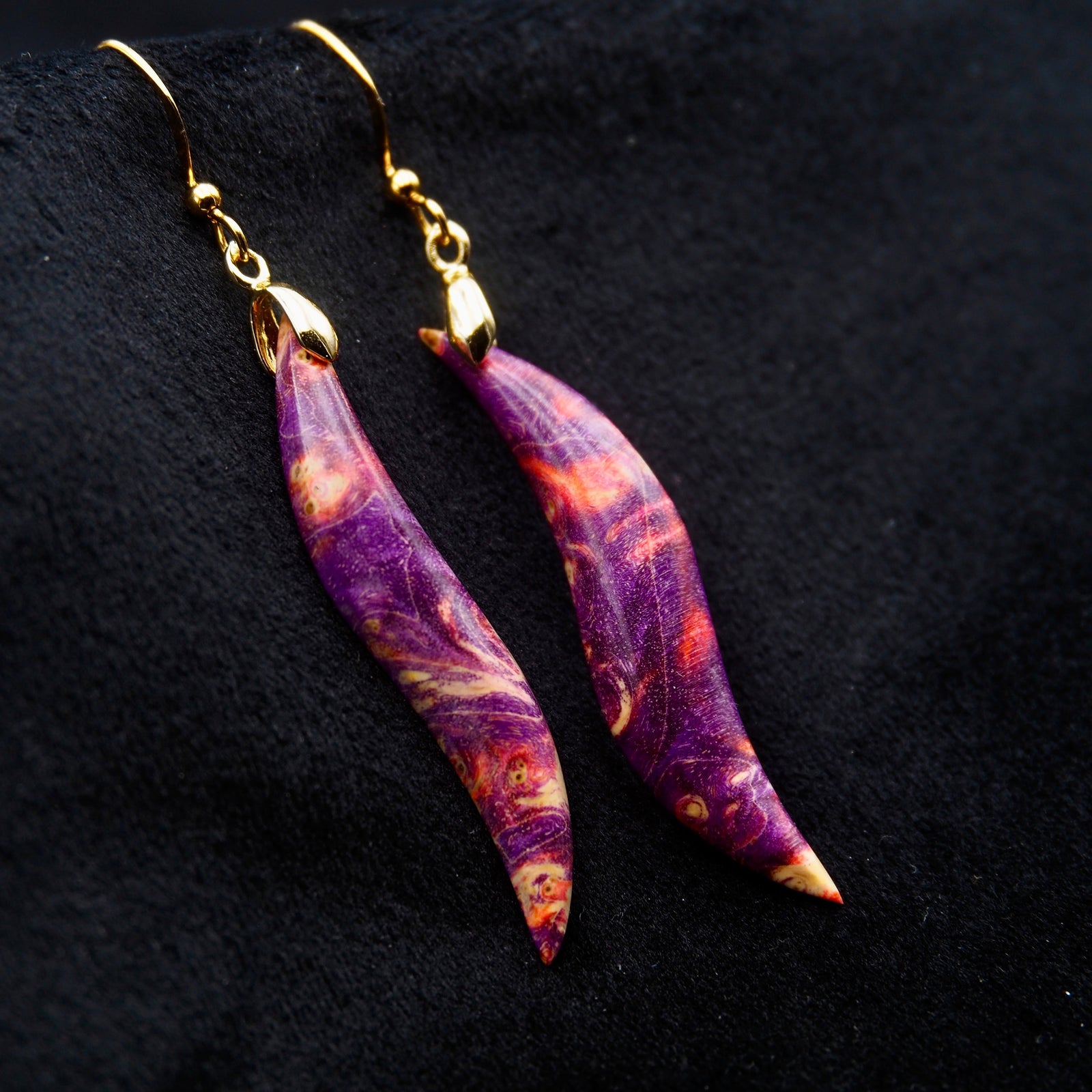 Pièce unique #54 - Boucles d'oreilles en Bois de Bouleau Stabilisé