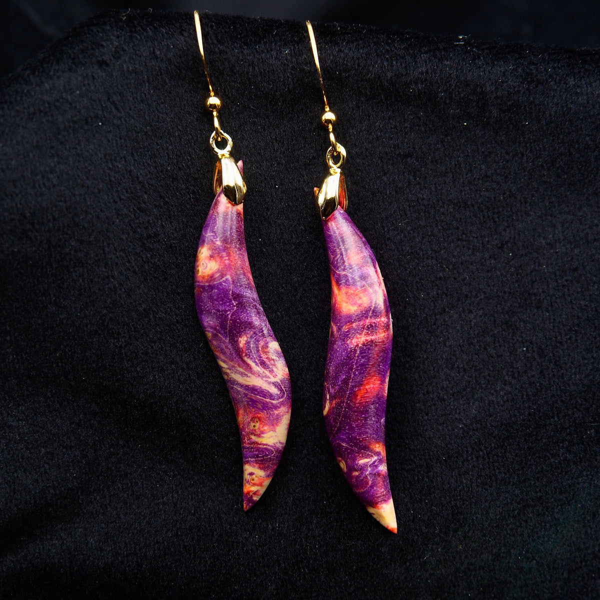 Pièce unique #54 - Boucles d'oreilles en Bois de Bouleau Stabilisé