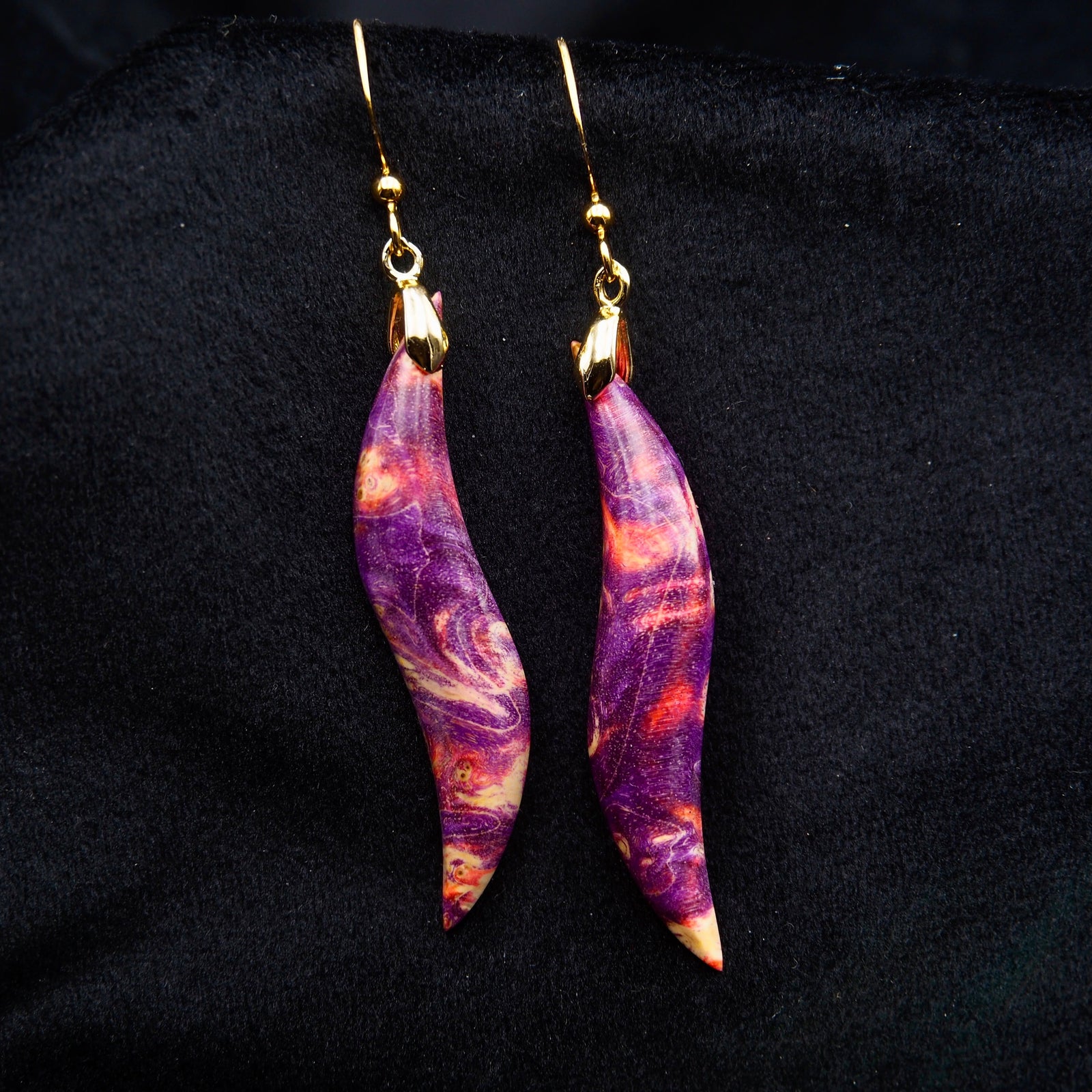 Pièce unique #54 - Boucles d'oreilles en Bois de Bouleau Stabilisé
