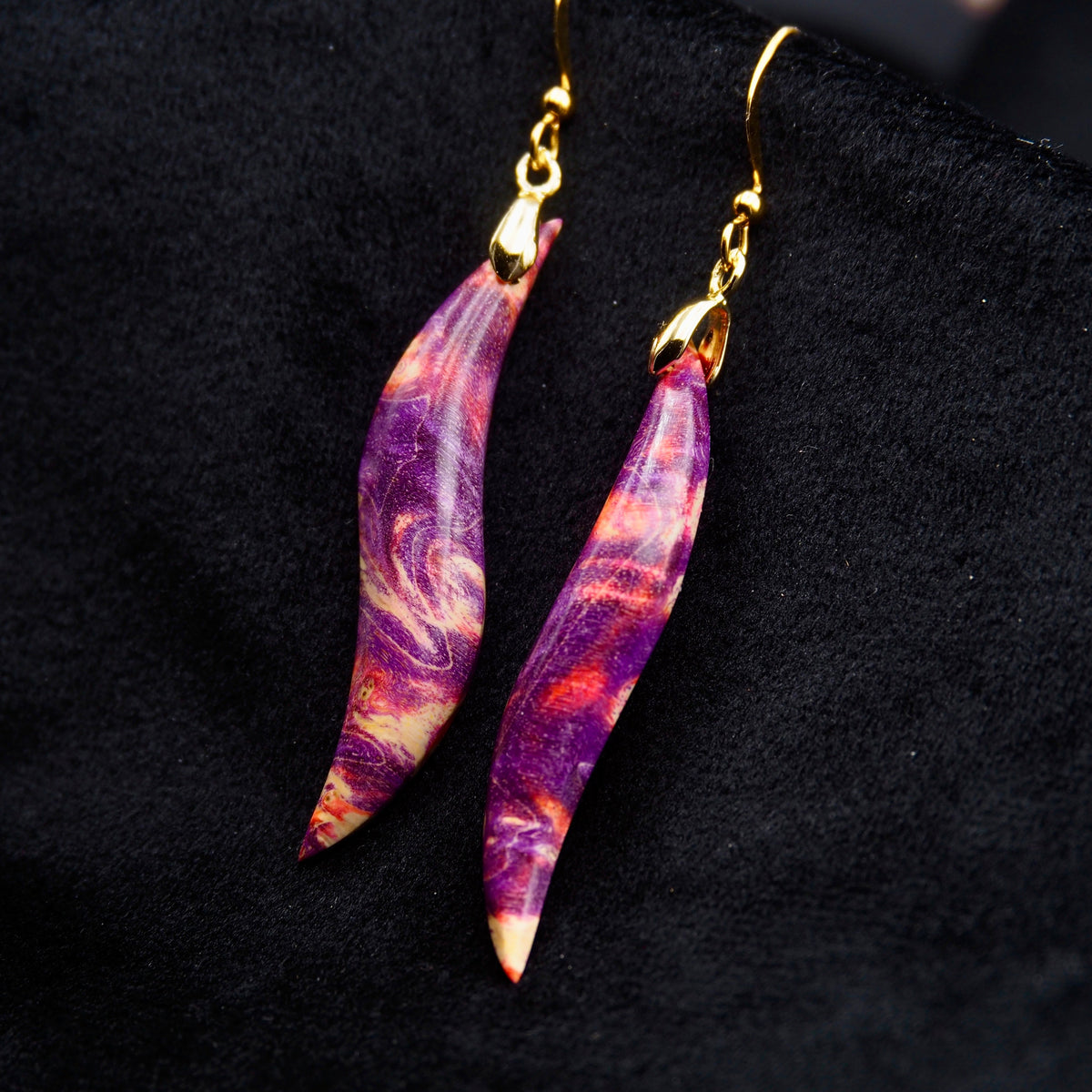 Pièce unique #54 - Boucles d'oreilles en Bois de Bouleau Stabilisé