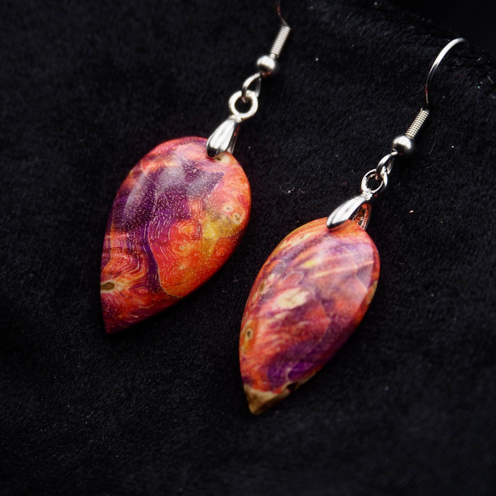 Pièce unique #59 - Boucles d'oreilles en Bois de Bouleau Stabilisé