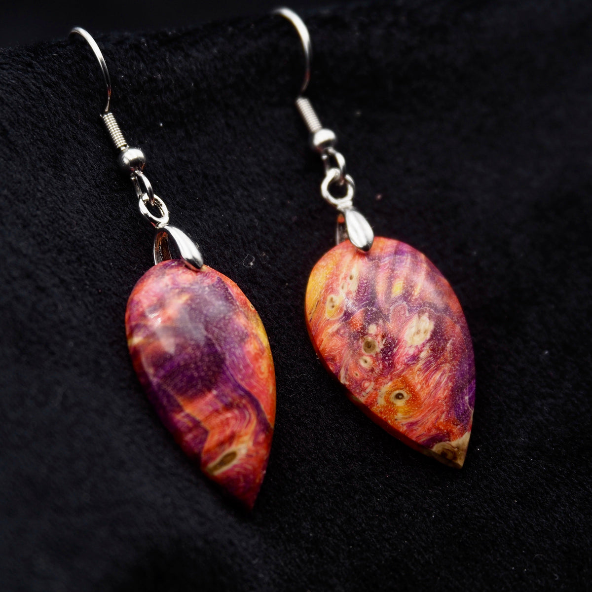 Pièce unique #59 - Boucles d'oreilles en Bois de Bouleau Stabilisé