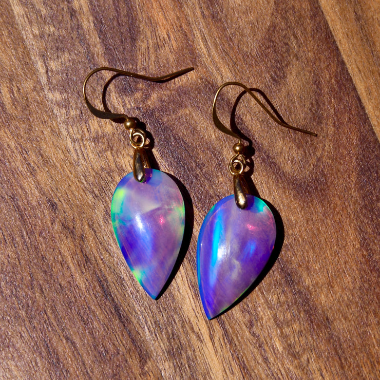 Pièce unique #023 - Boucles d'oreilles en Opale de laboratoire couleur lavande