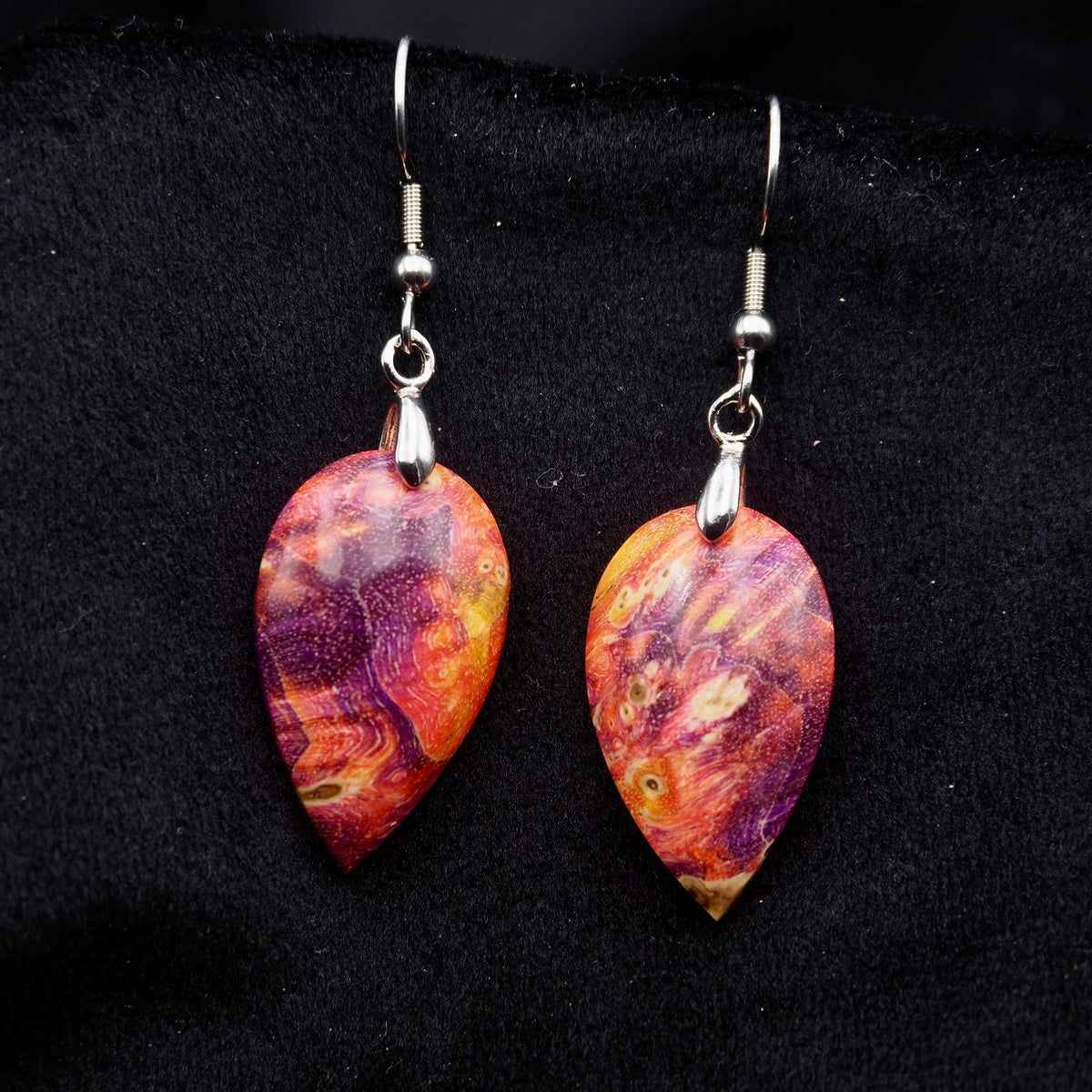 Pièce unique #59 - Boucles d'oreilles en Bois de Bouleau Stabilisé