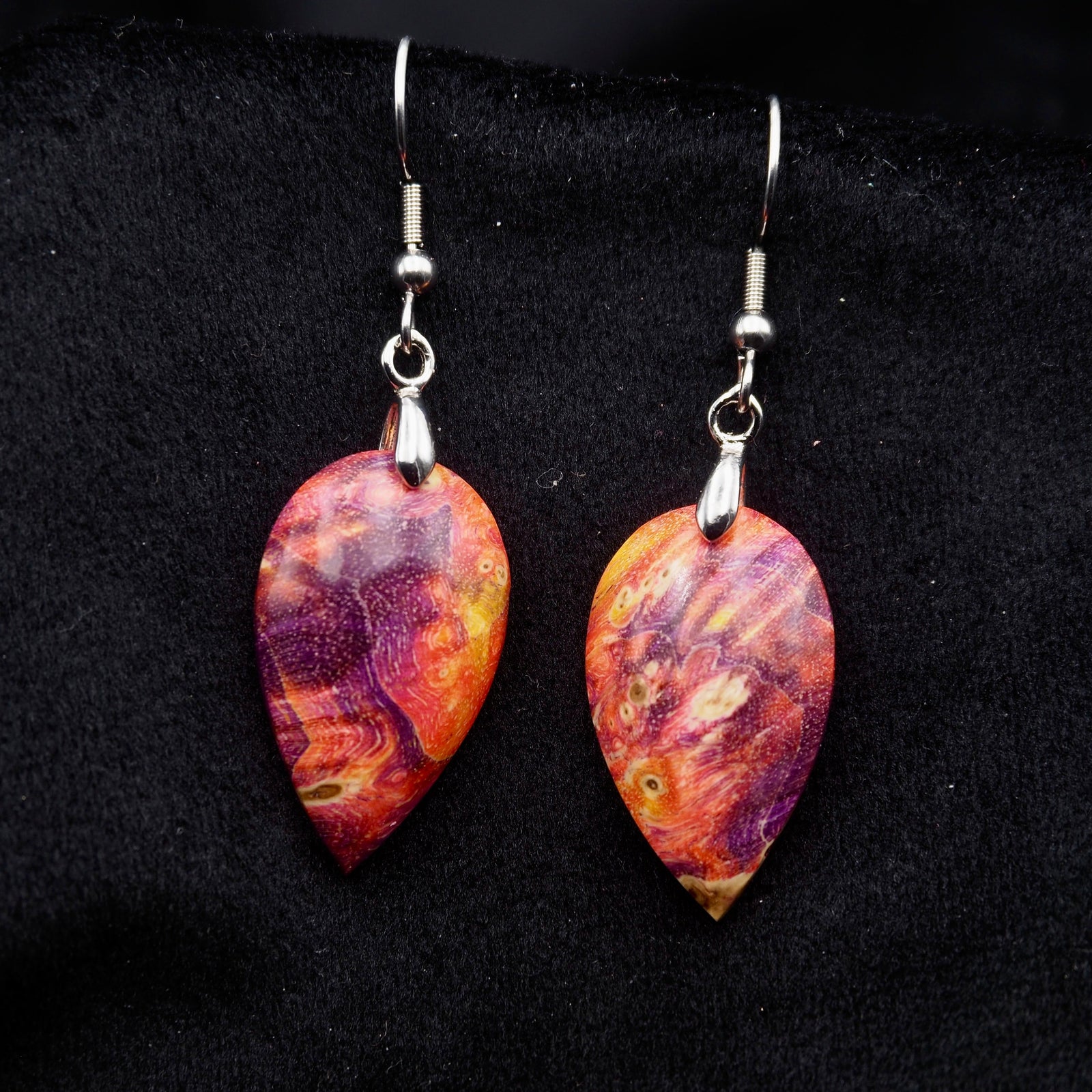 Pièce unique #59 - Boucles d'oreilles en Bois de Bouleau Stabilisé
