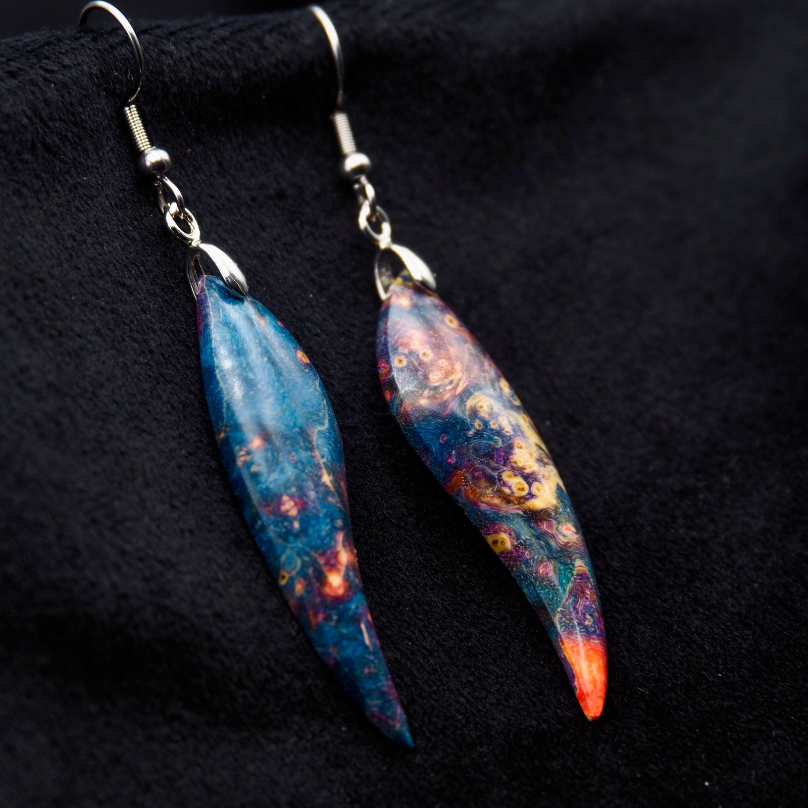 Pièce unique #52 - Boucles d'oreilles en Bois de Bouleau Stabilisé