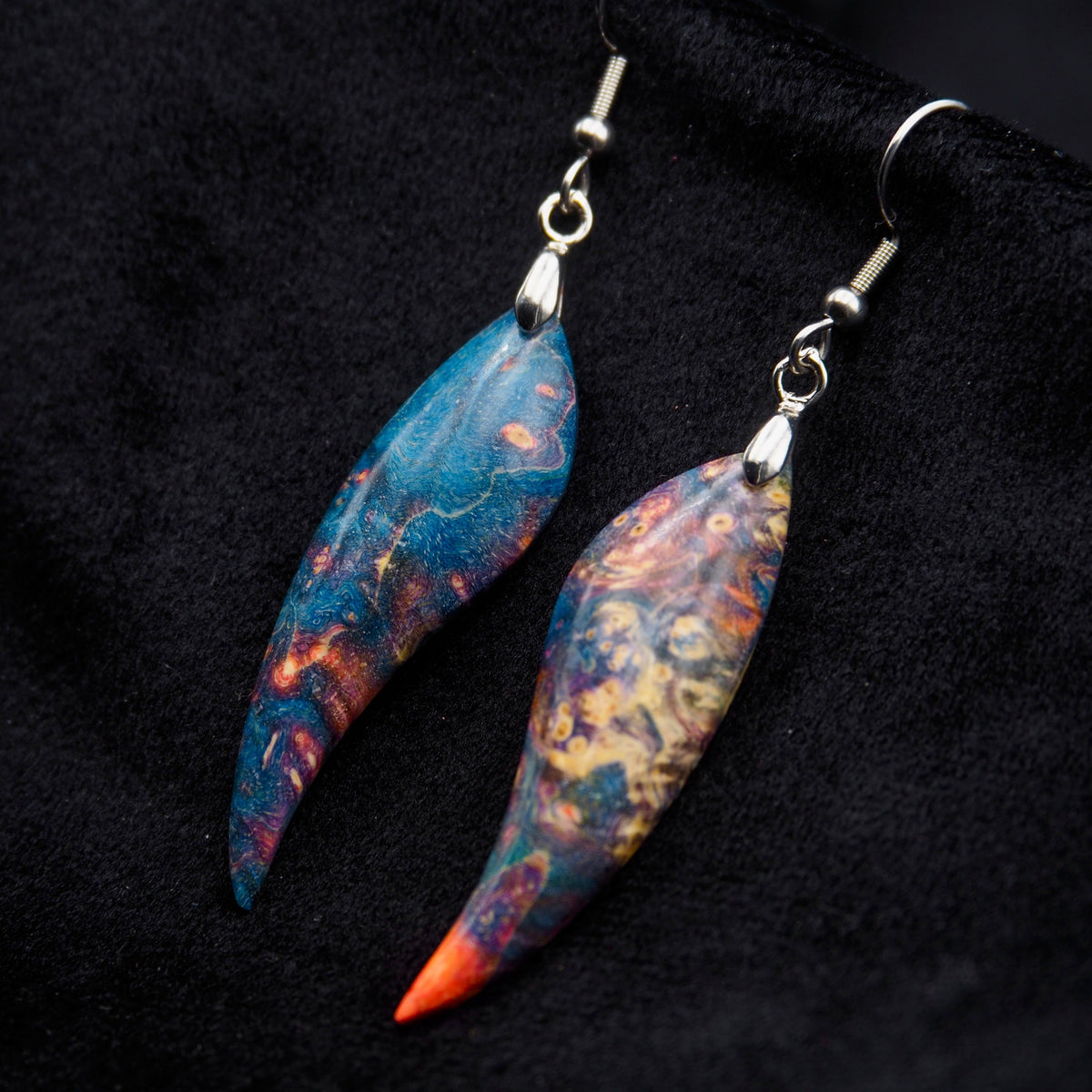 Pièce unique #52 - Boucles d'oreilles en Bois de Bouleau Stabilisé