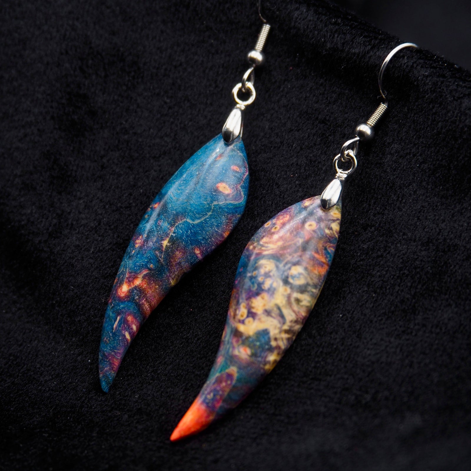 Pièce unique #52 - Boucles d'oreilles en Bois de Bouleau Stabilisé