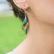 Boucles d'oreilles en bouleau stabilisé turquoise et beige