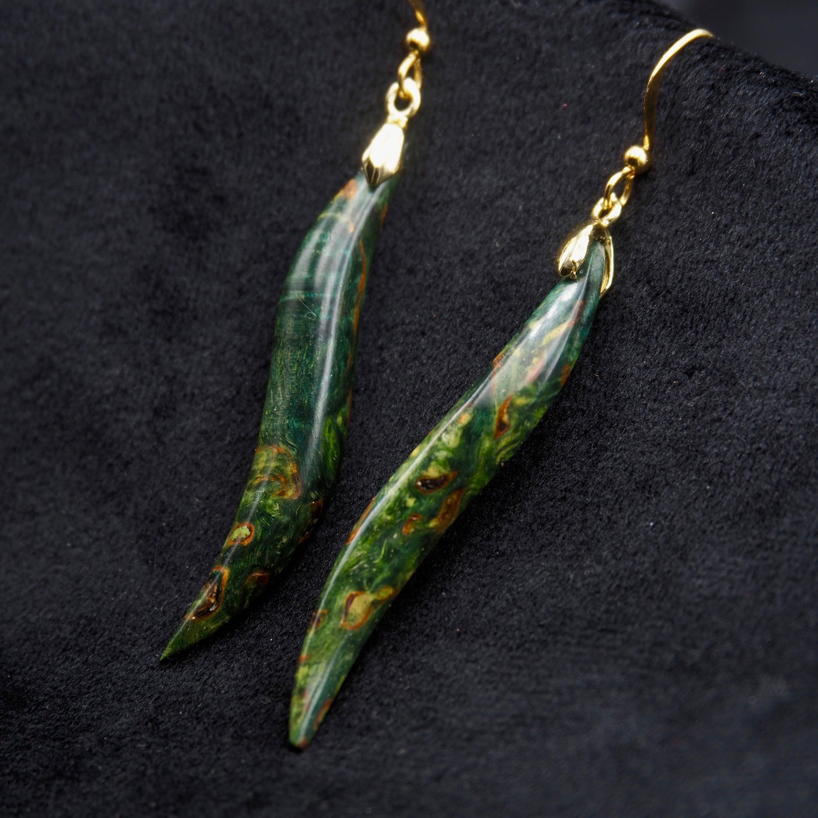 Pièce unique #62 - Boucles d'oreilles en Bois de Bouleau Stabilisé