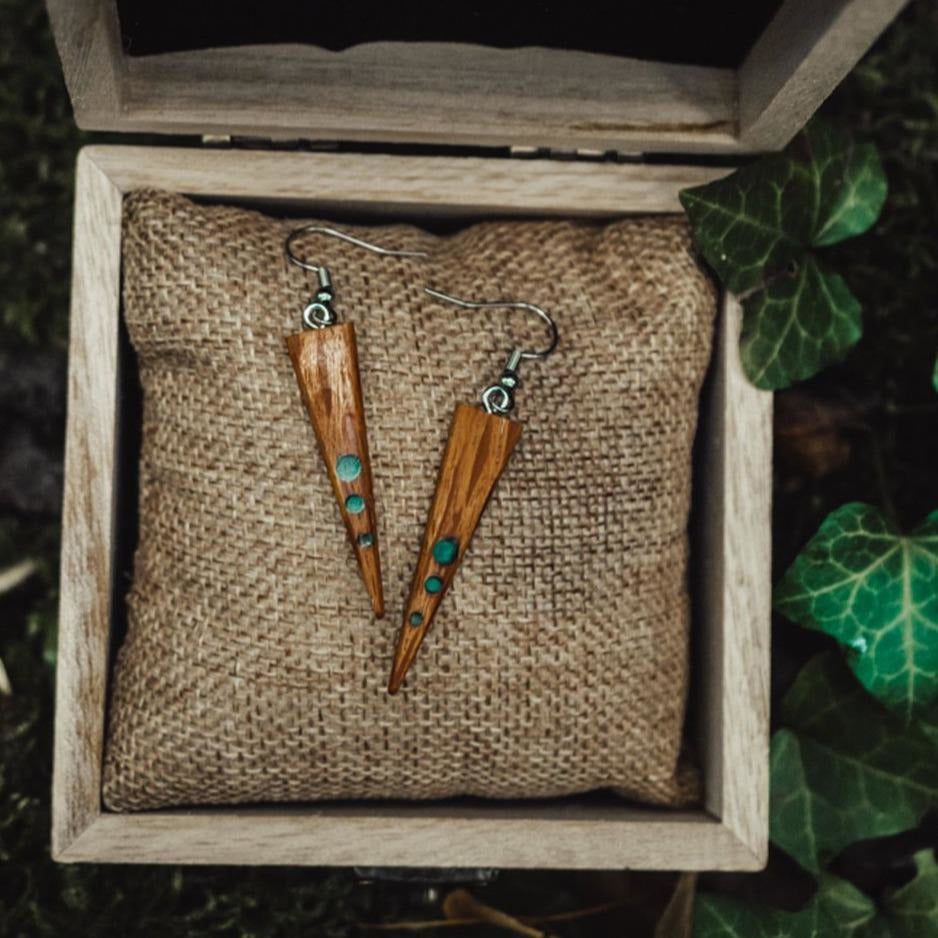 Boucles d'oreilles en bois de she oak