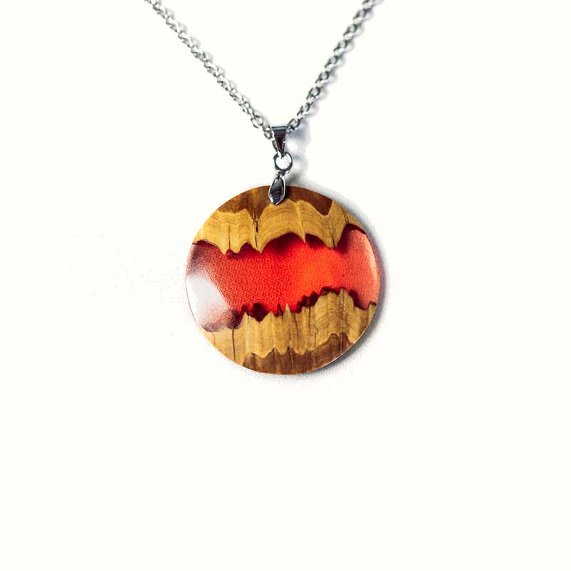 Pendentif en loupe d'eucalyptus - Rouge