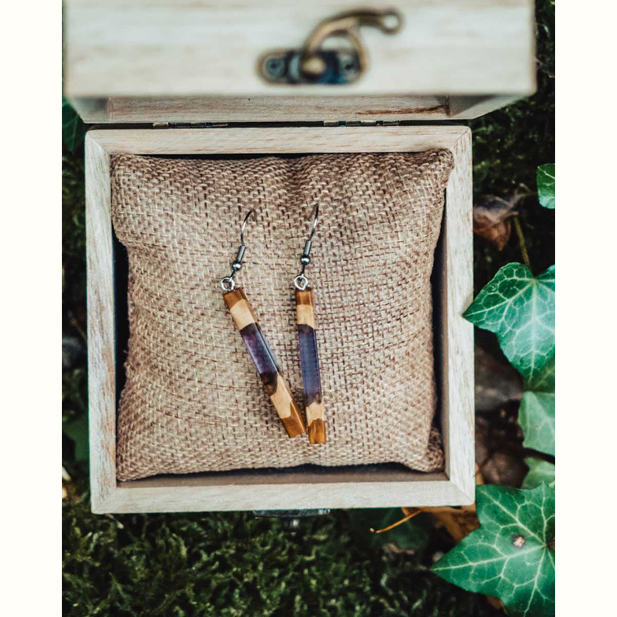 Boucles d'oreilles en loupe d’eucalyptus