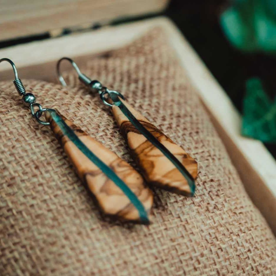 Boucles d'oreilles en bois d’olivier
