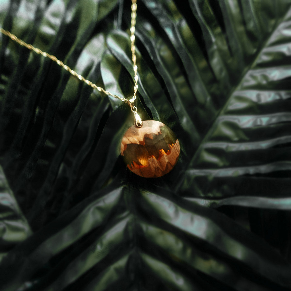Pendentif en loupe d'eucalyptus - Orangé